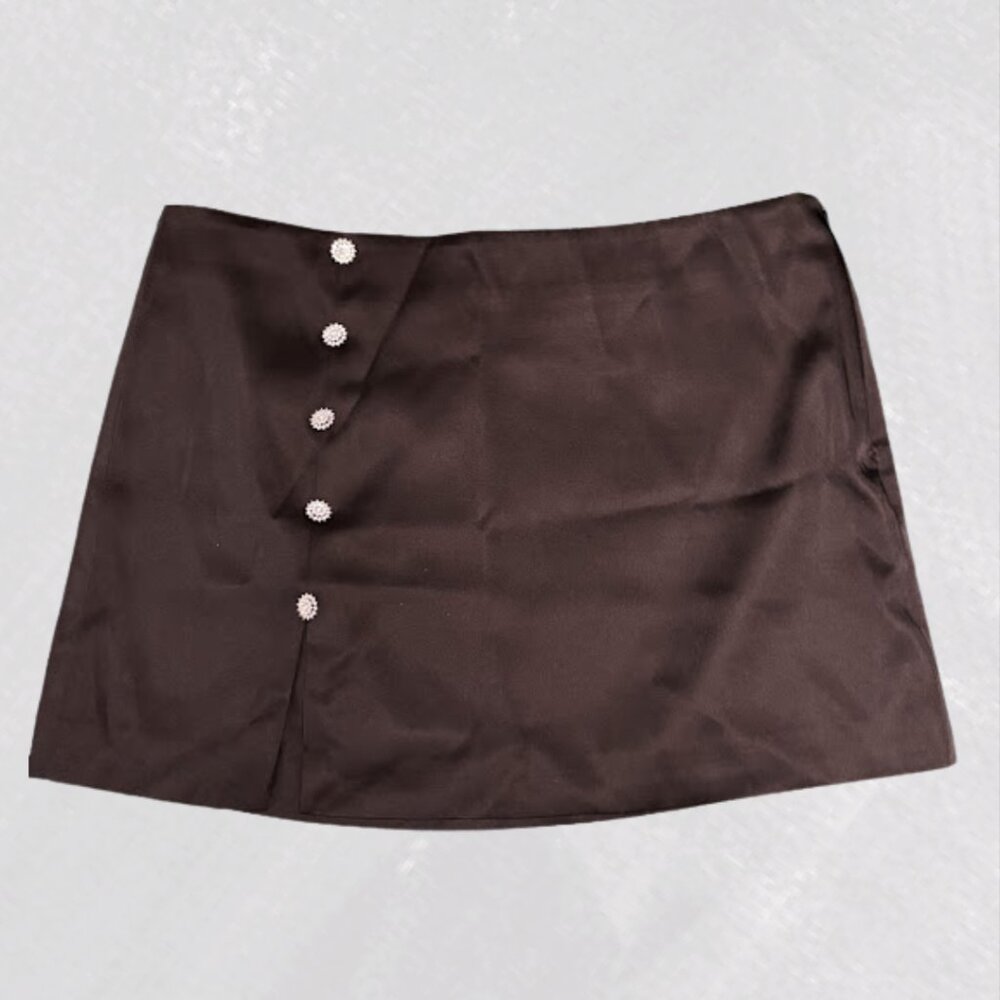 Black Satin Mini Skirt